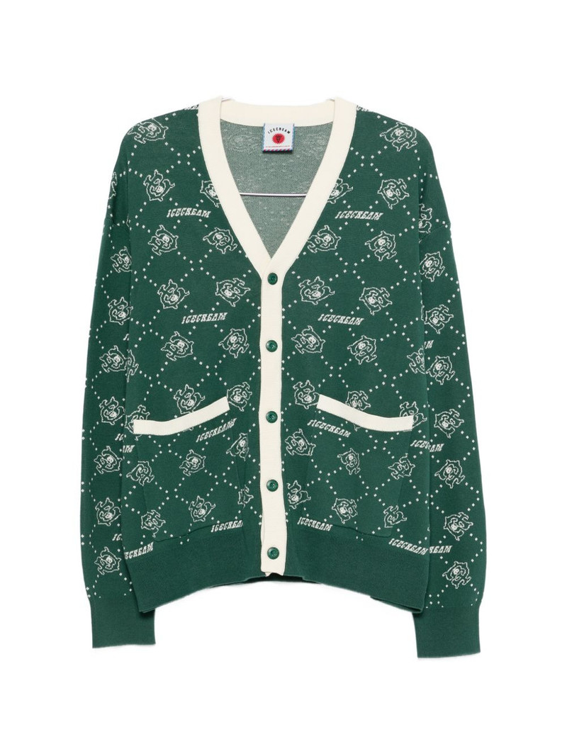 ICECREAM logo-pattern cardigan outlook
