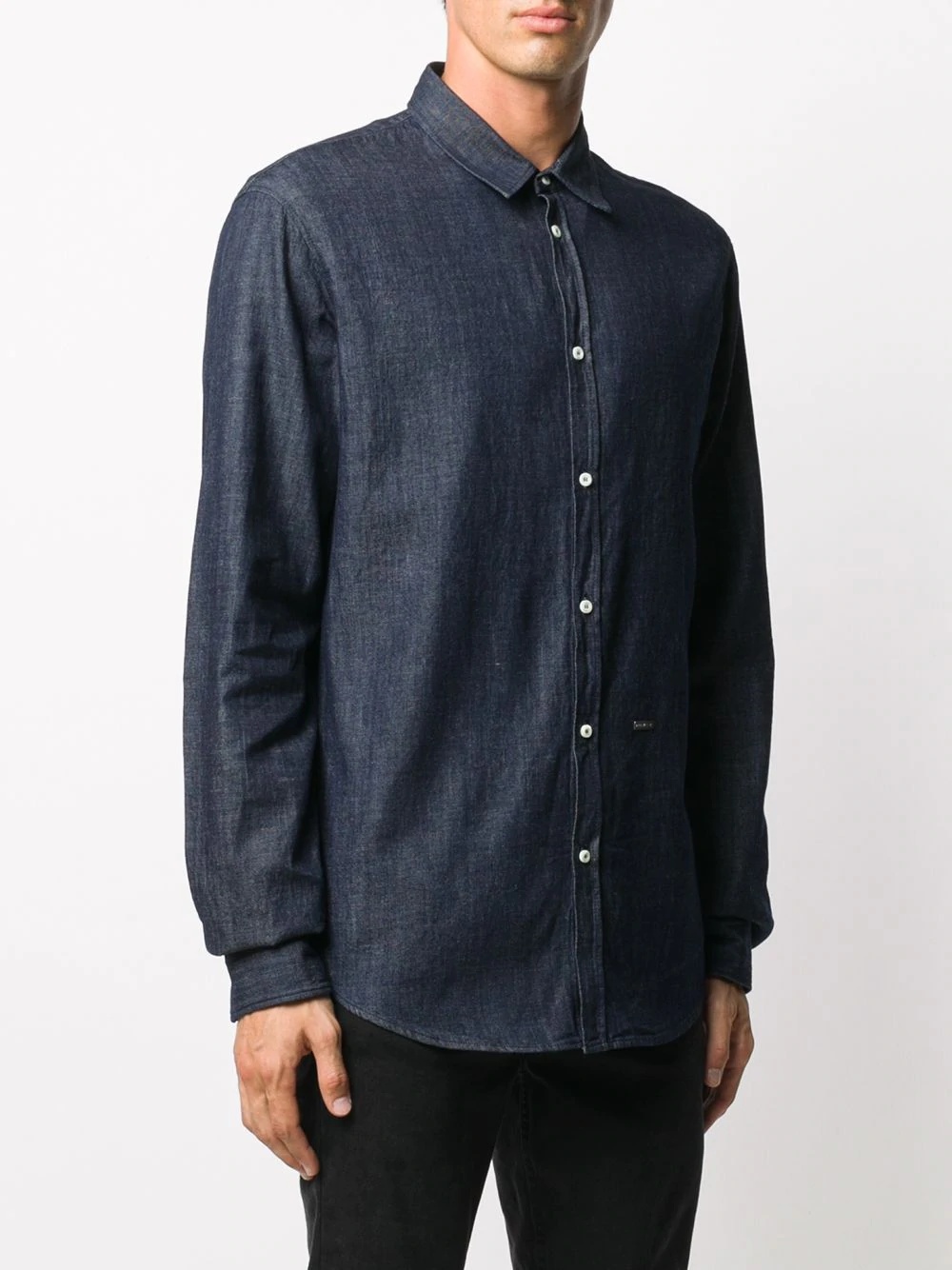 denim logo plaque shirt - 3