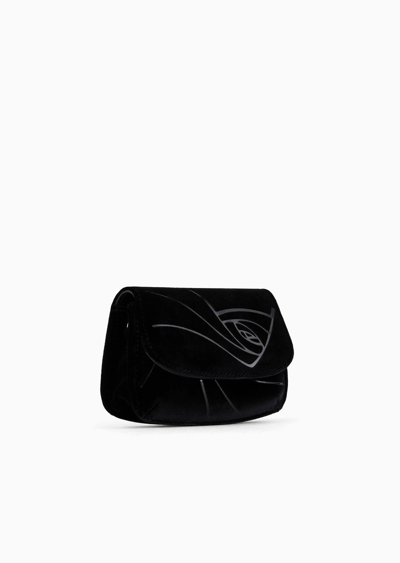 GIORGIO ARMANI La Prima small charm bag in rose-print velvet outlook