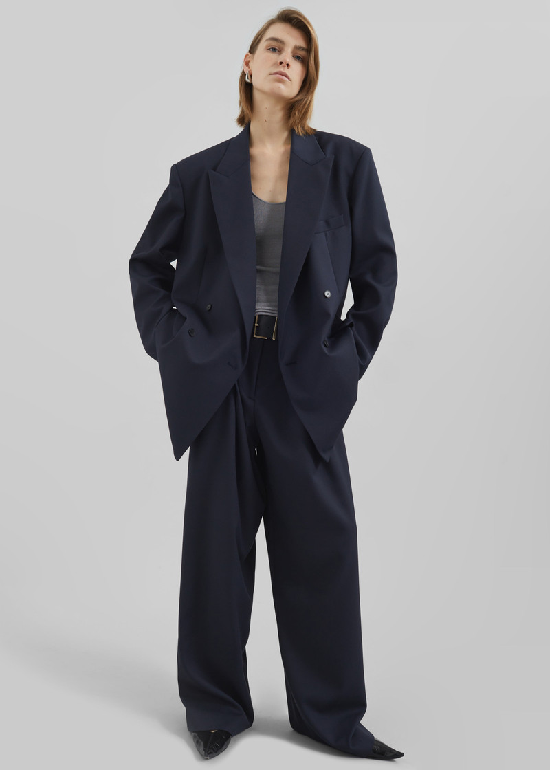 Daytona Pleated Trousers - Navy 3