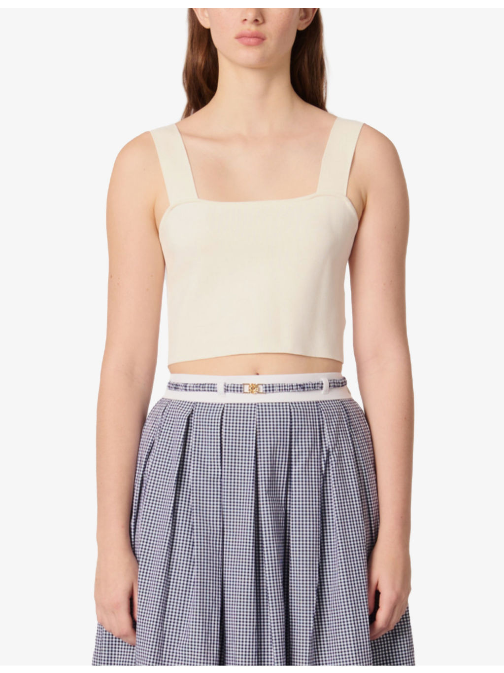 Square-Neck Cropped Knitted Top - 5