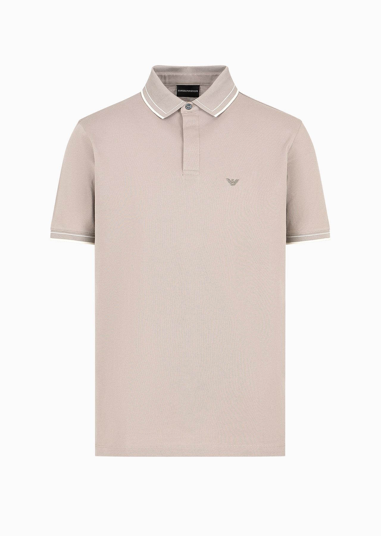 Mercerised piqué polo shirt with monochromatic micro-eagle embroidery - 1