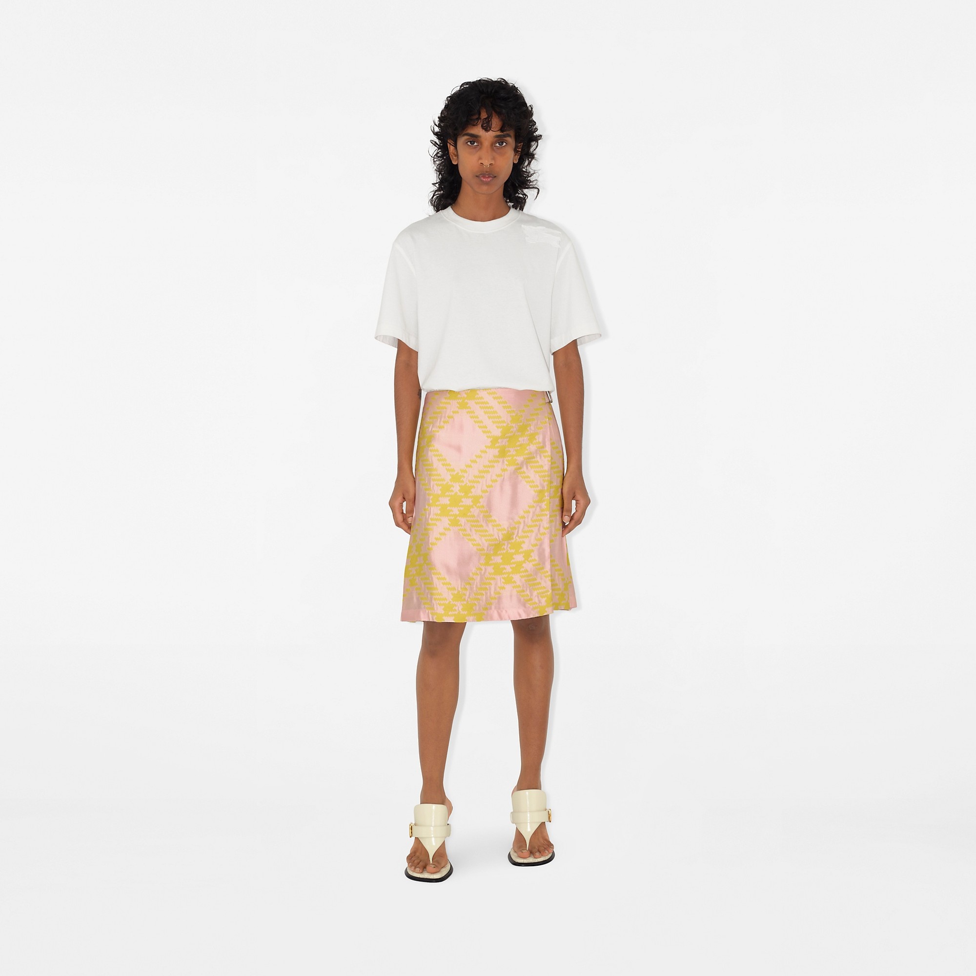 Burberry PINK AND YELLOW COTTON SKIRT | palazzobelli