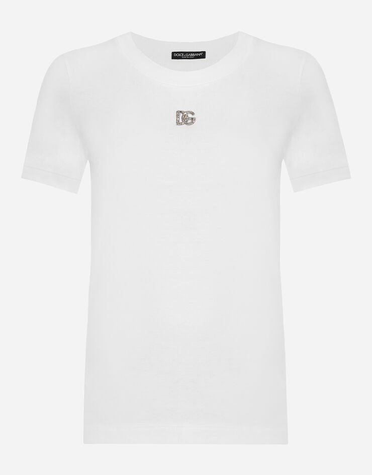 Cotton T-shirt with Crystal DG logo - 1