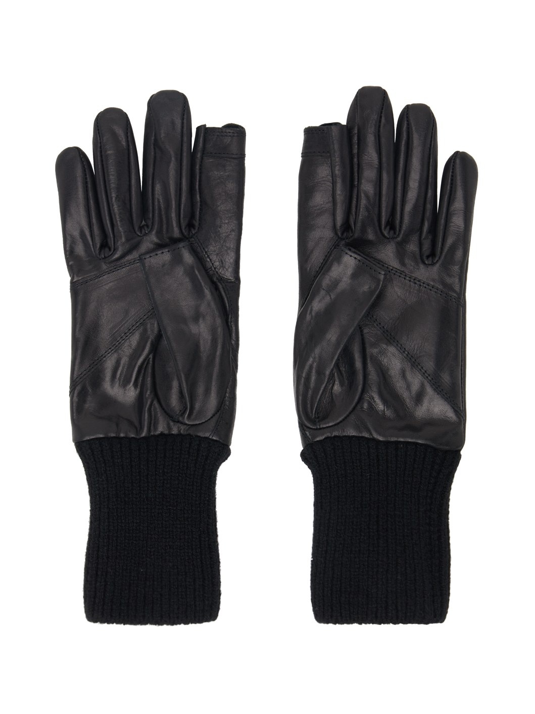 Black Short Ribcuff Gloves - 2