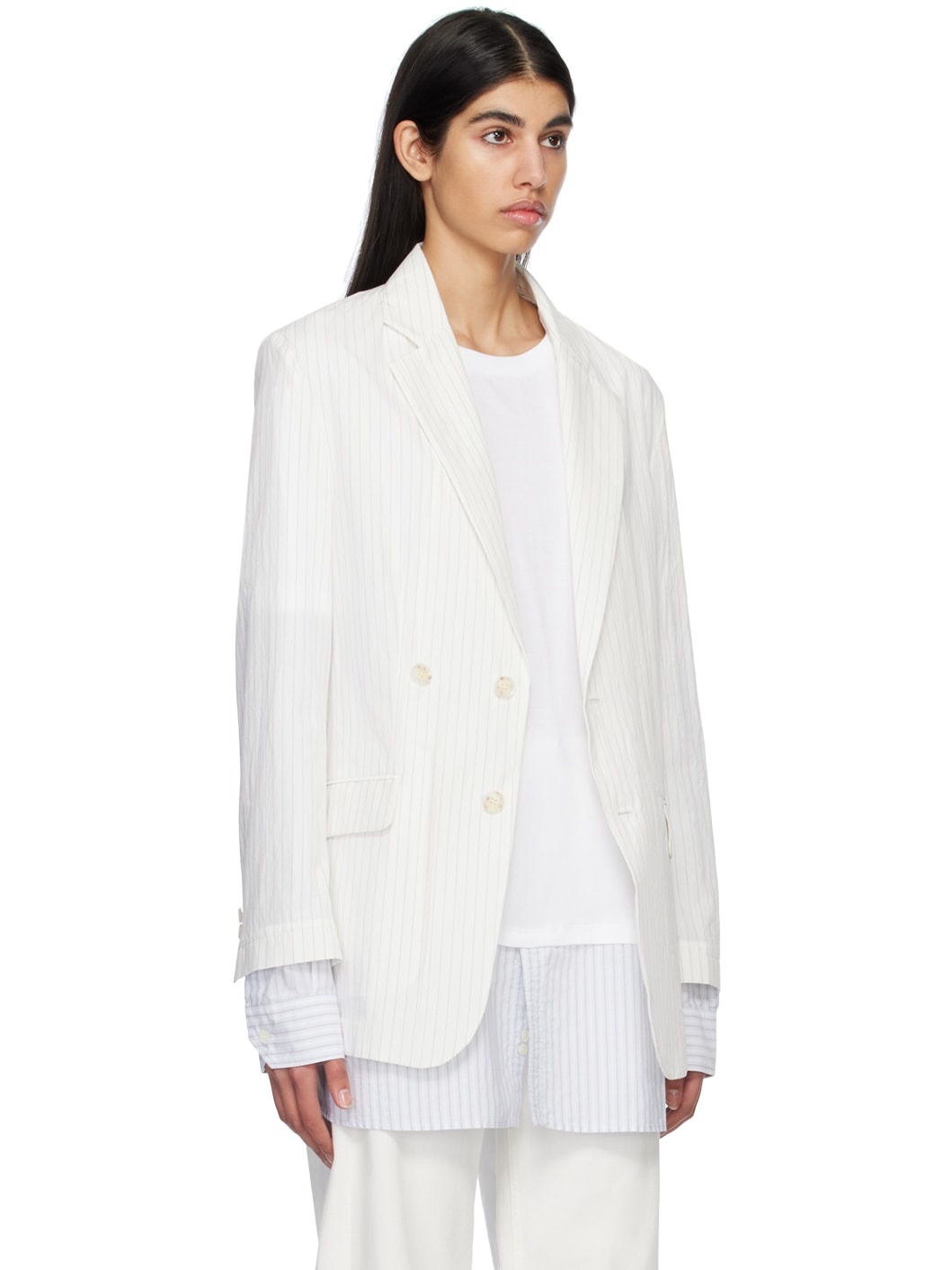 Off-White Pinstripe Blazer - 2