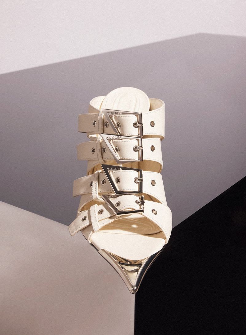 ivory shiny leather buckled fang 95 sandals 3