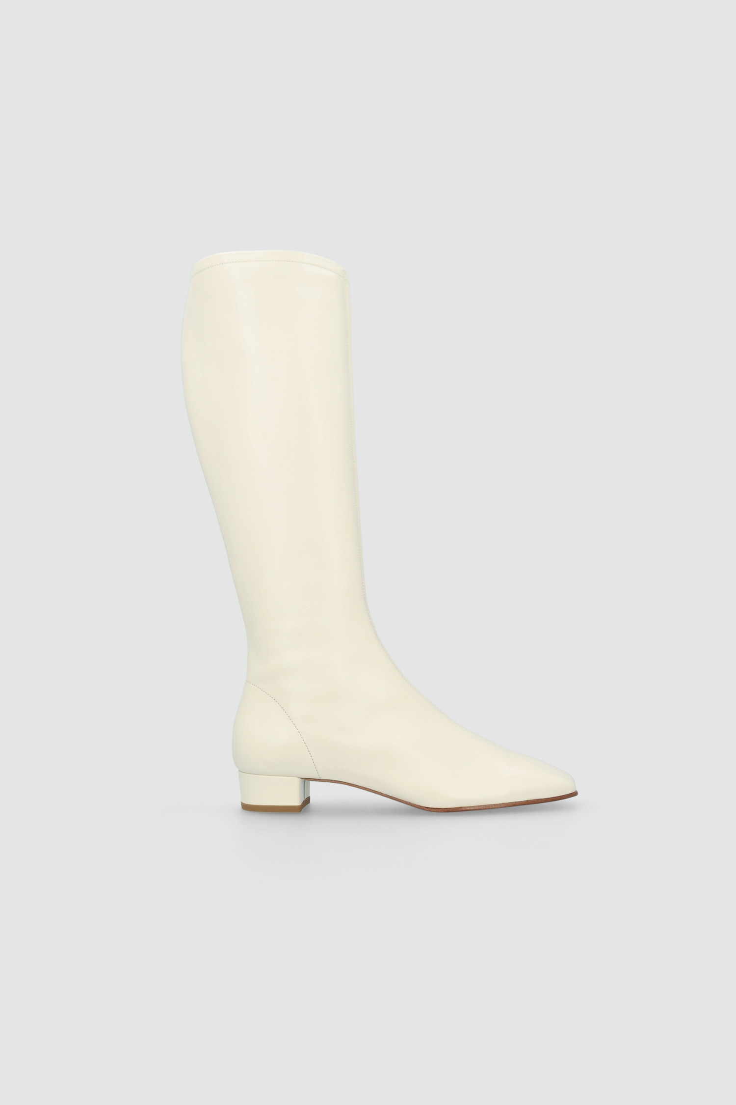 Edie Off White Leather Knee-High Boot - 1