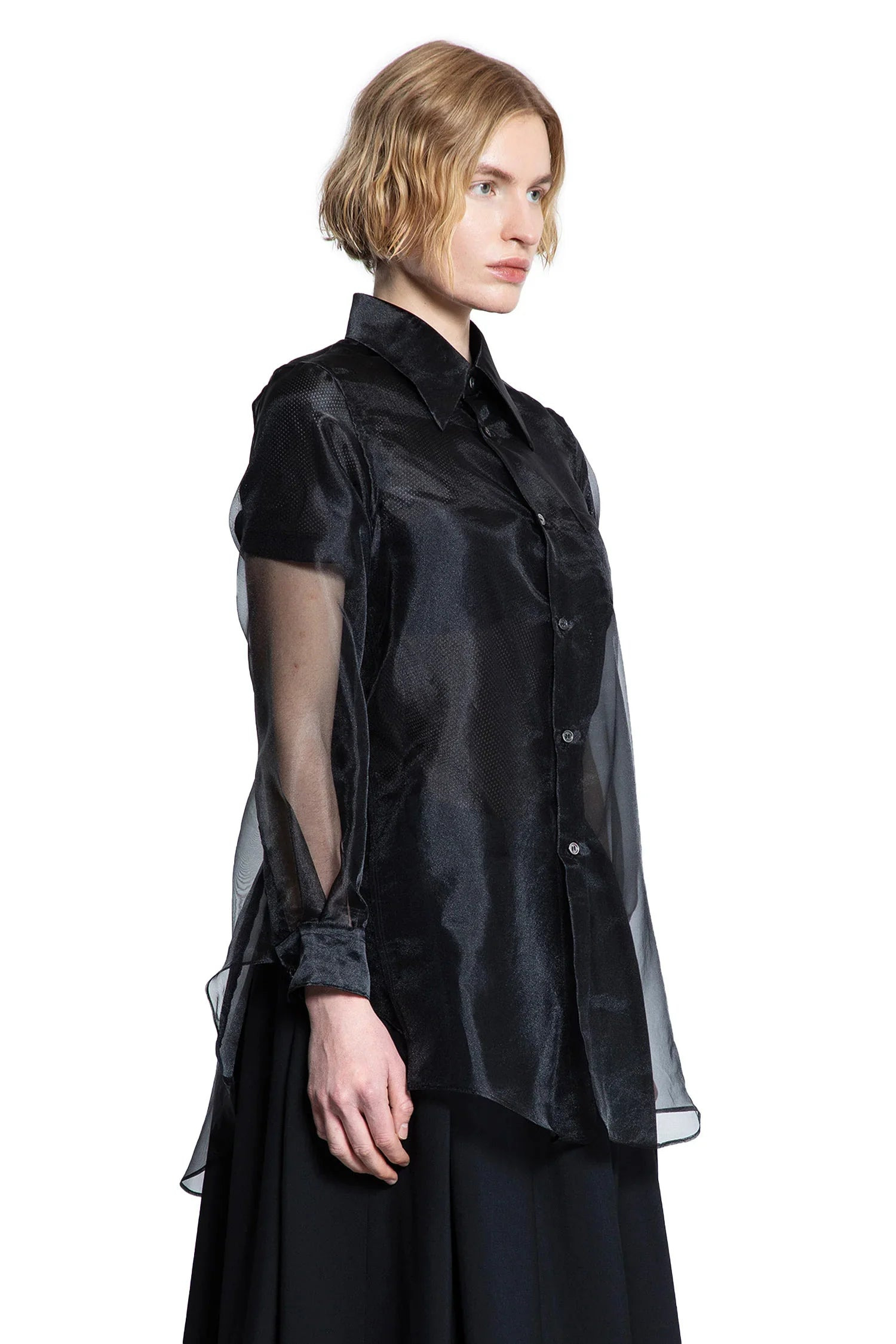 Layered-Wool-Mesh-And-Tulle-Shirt - 2
