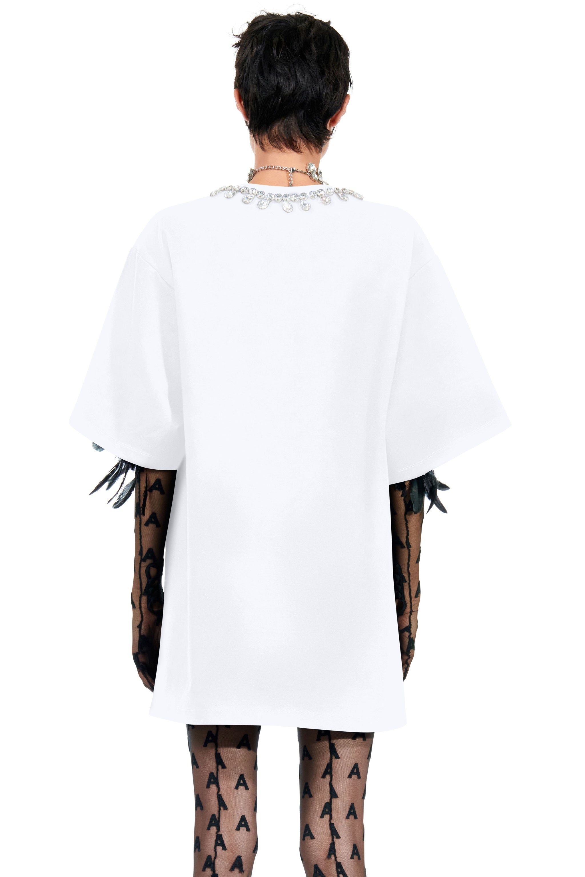 V-NECK CRYSTAL T-SHIRT DRESS - 2