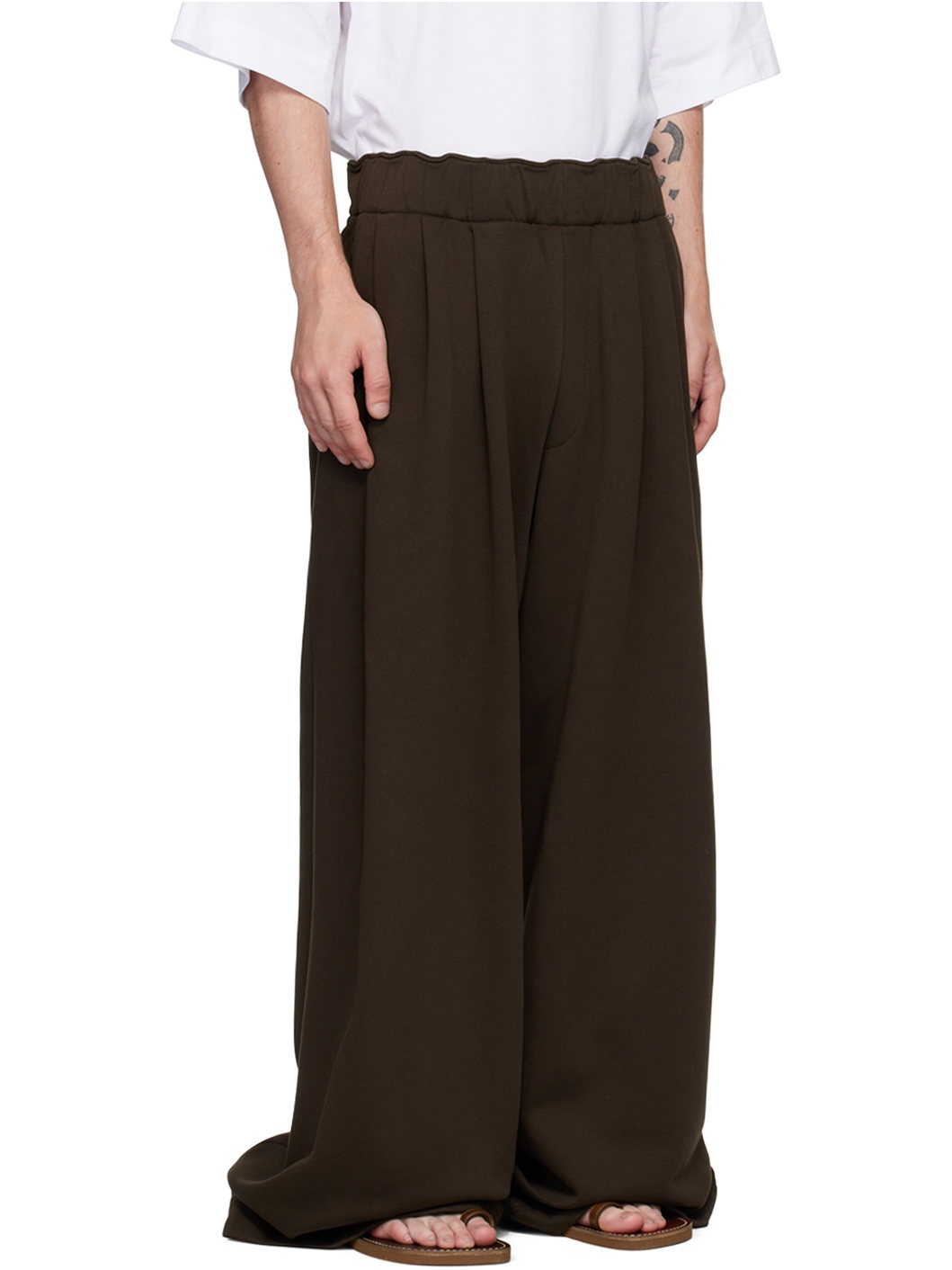 Brown Pleated Sweatpants - 2