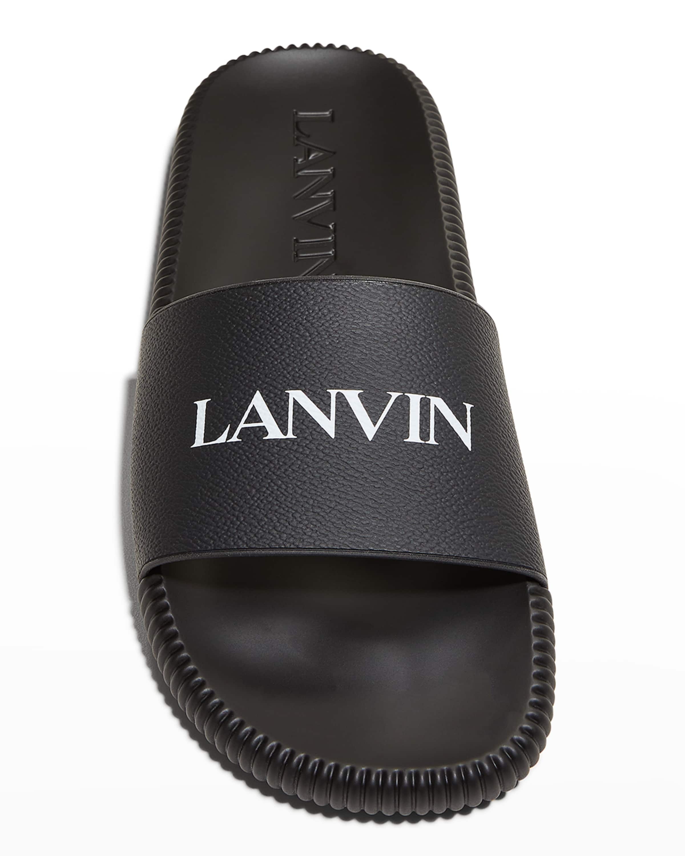 Men's Logo Leather Slide Sandals - 5