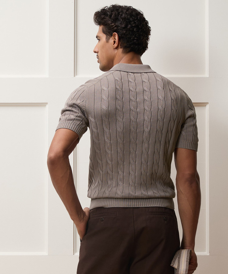Italian Cotton Cable Sweater Polo 6