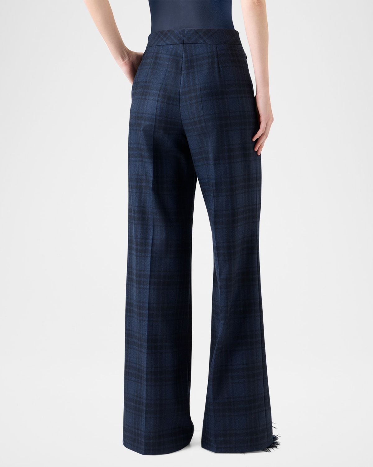Fior Check Wool Flannel Wide-Leg Trousers - 3