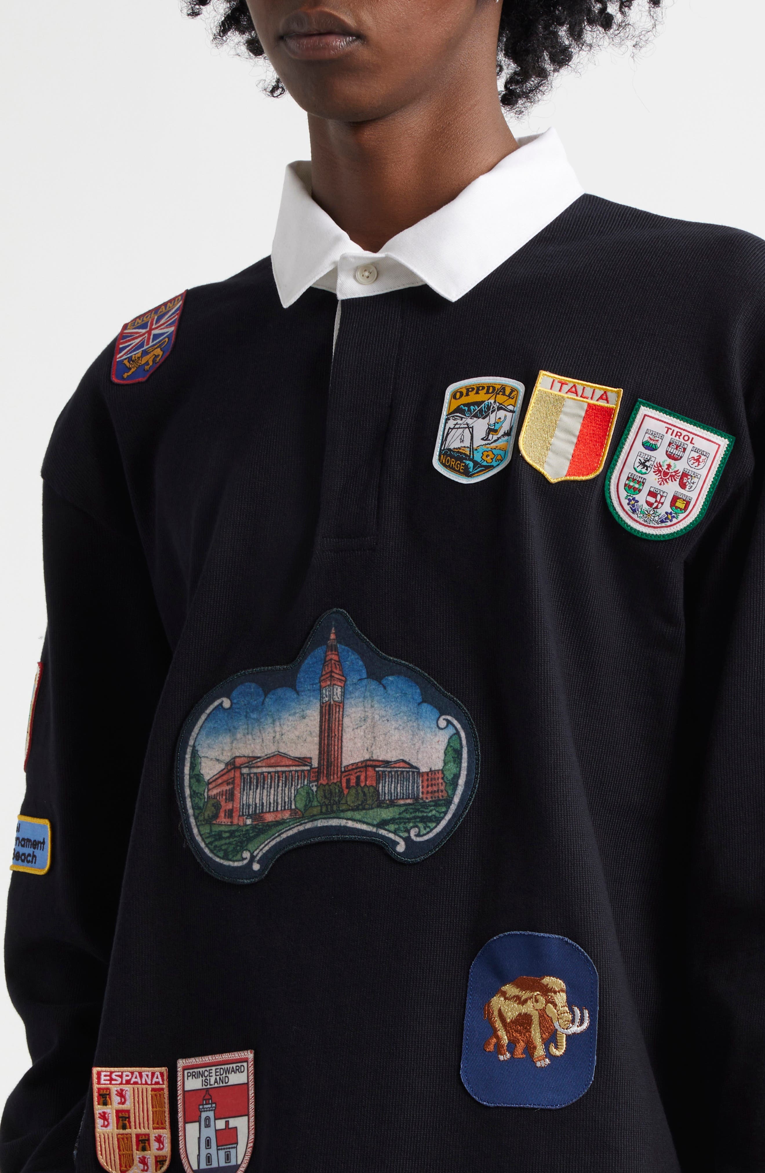 Bode Passport Patch Rugby Shirt in Black at Nordstrom - 4