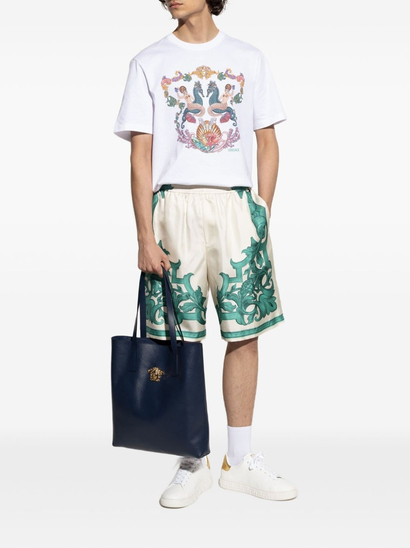 VERSACE baroque print silk shorts outlook