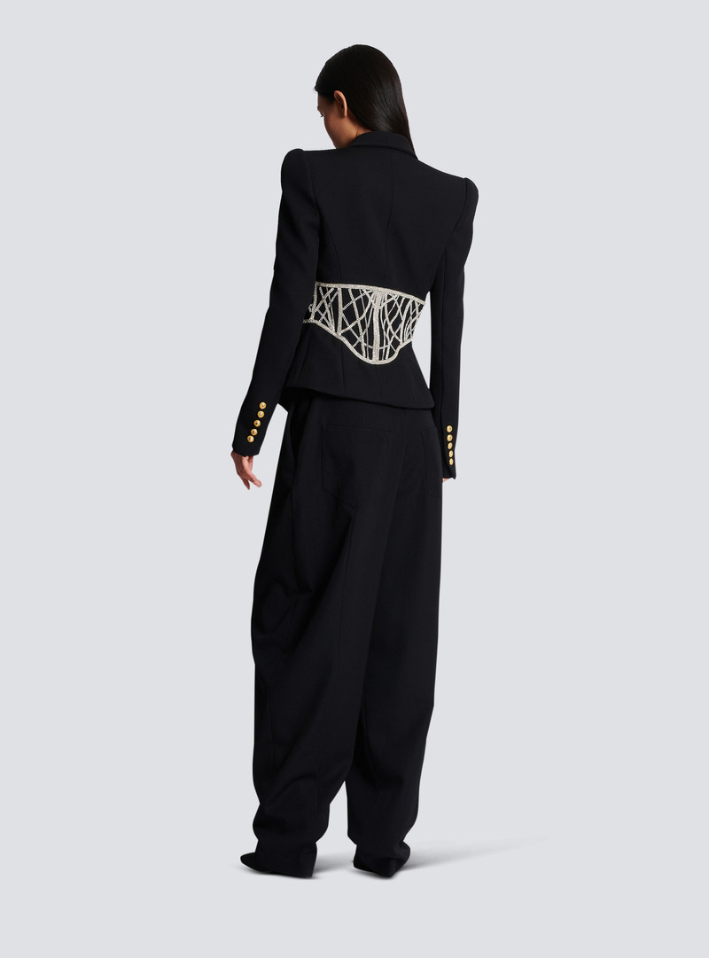 Embroidered slim-fit grain de poudre jacket 4