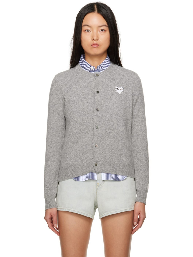 Gray Heart Patch Cardigan - 1