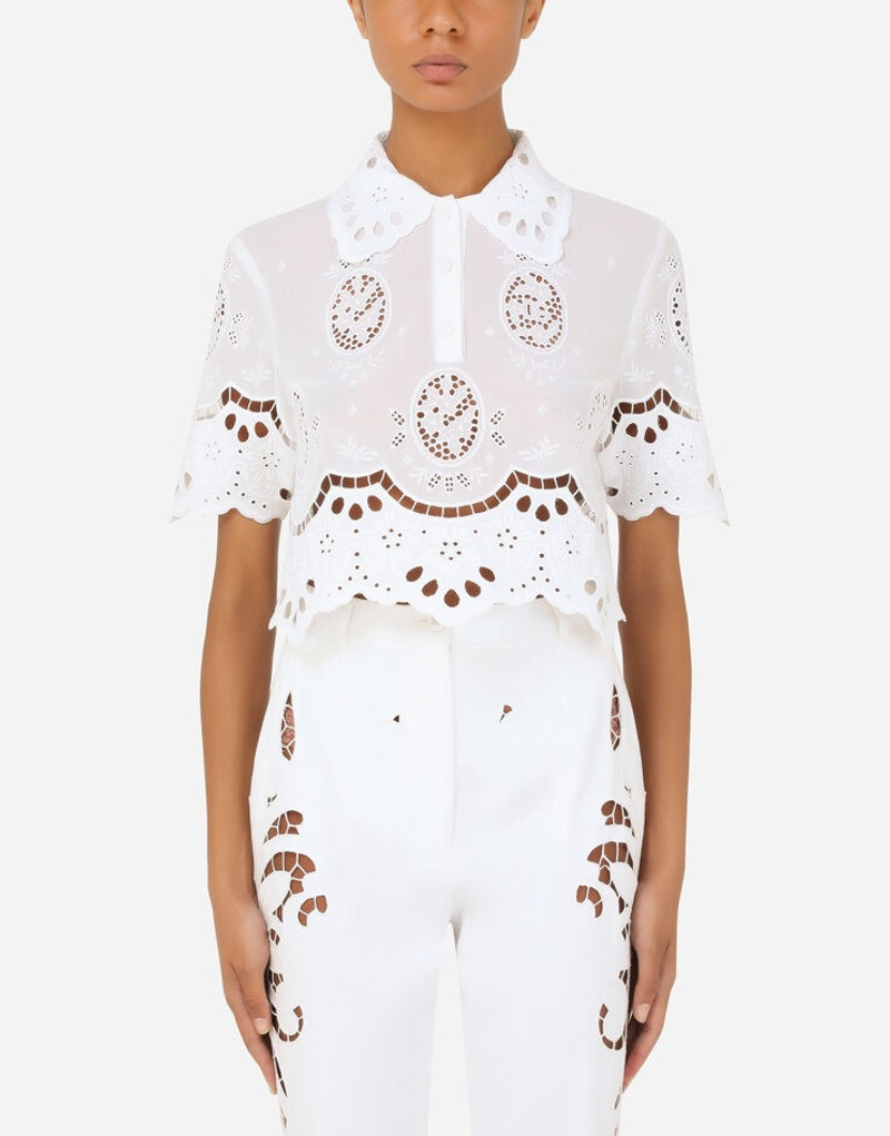 Gauze polo-shirt with embroidery 2