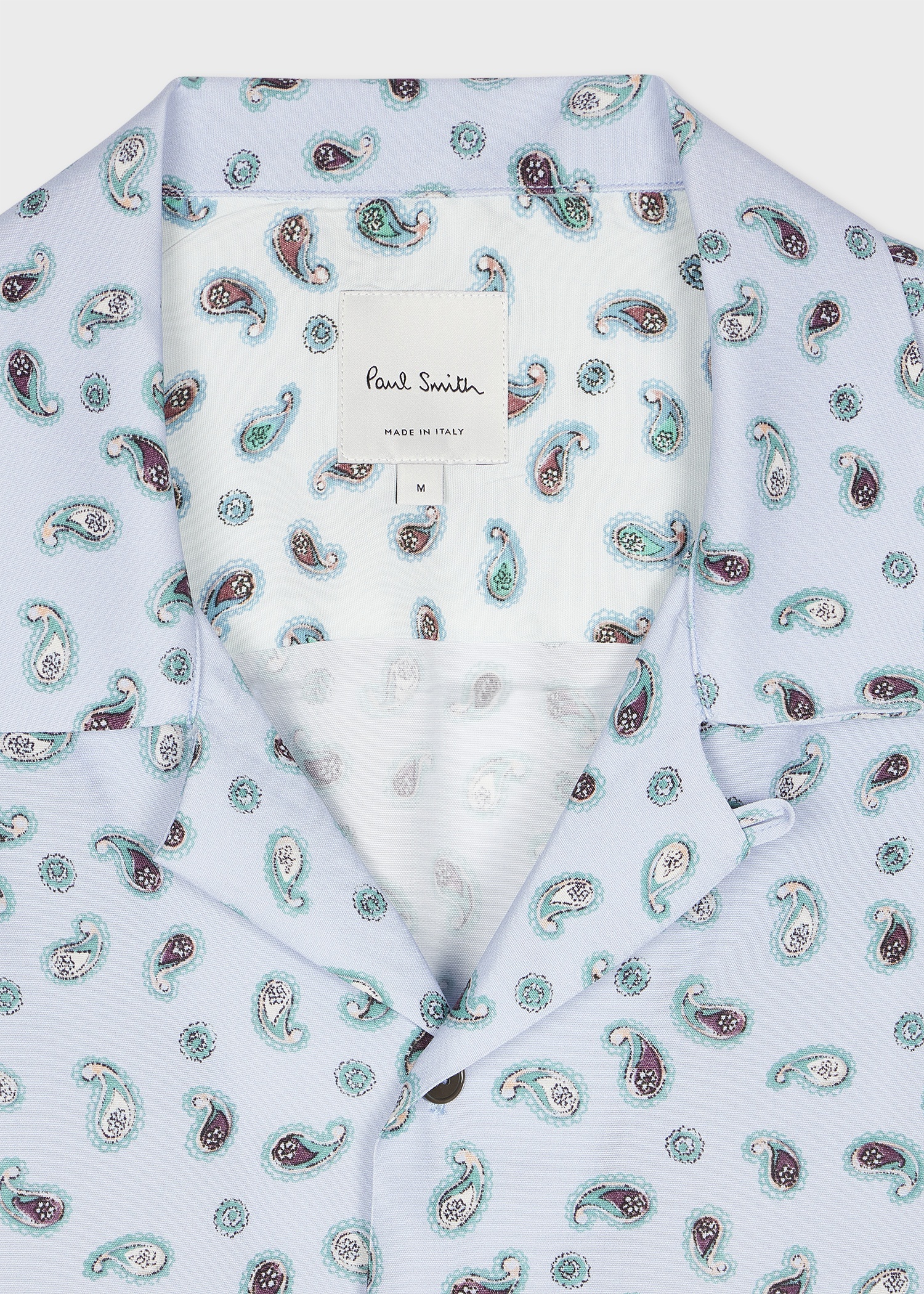 Sky Blue Paisley Print Short-Sleeve Shirt - 4