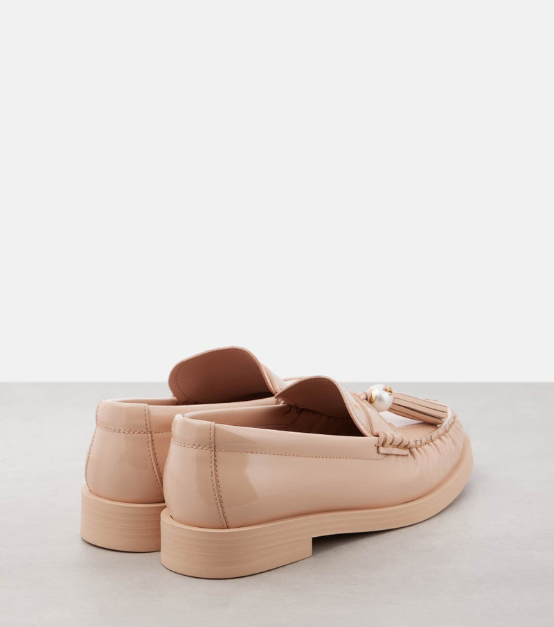 JIMMY CHOO Addie embellished patent leather loafers outlook