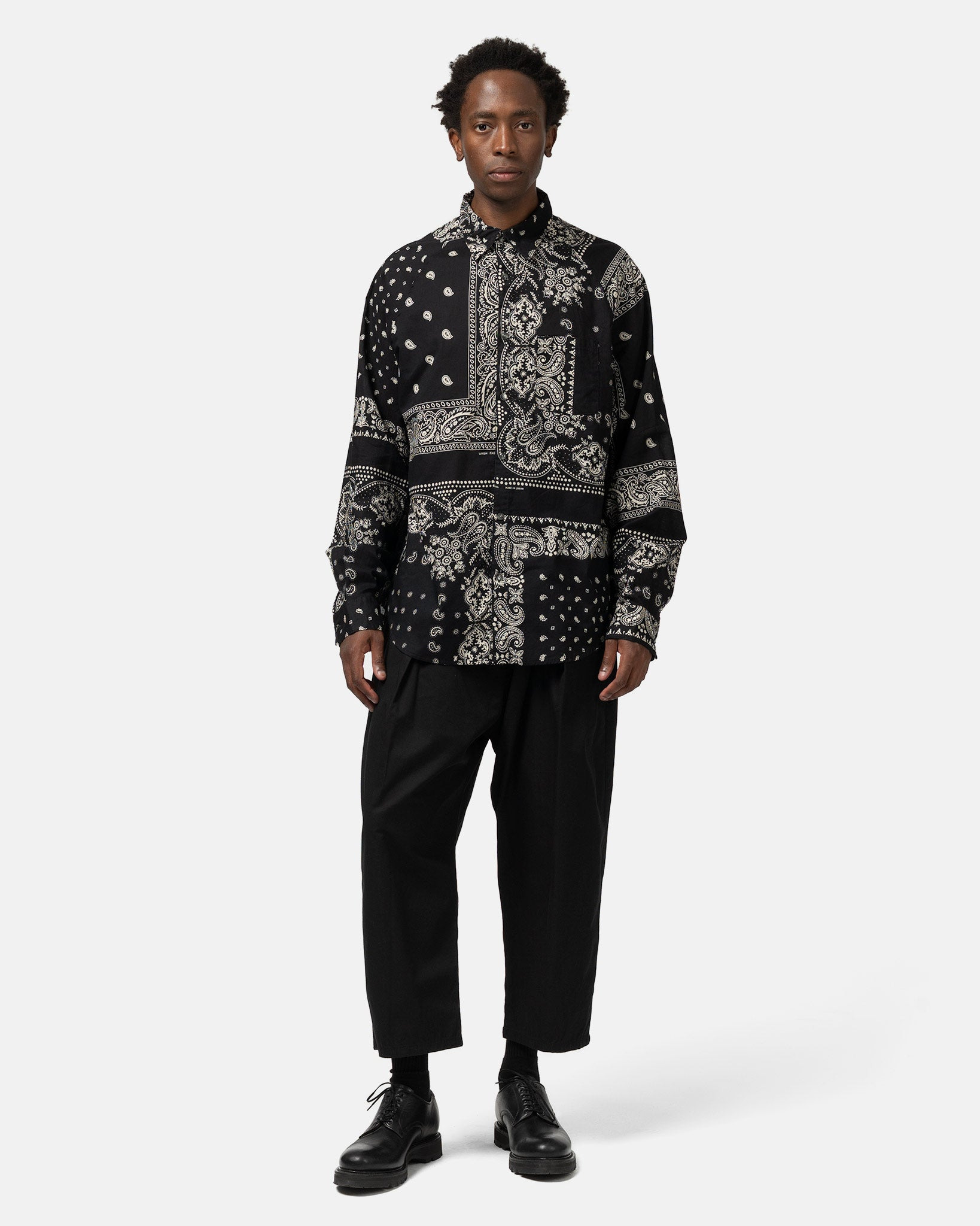 Gauze RAT BRAND Bandana Patchwork Raglan Shirt Black - 2