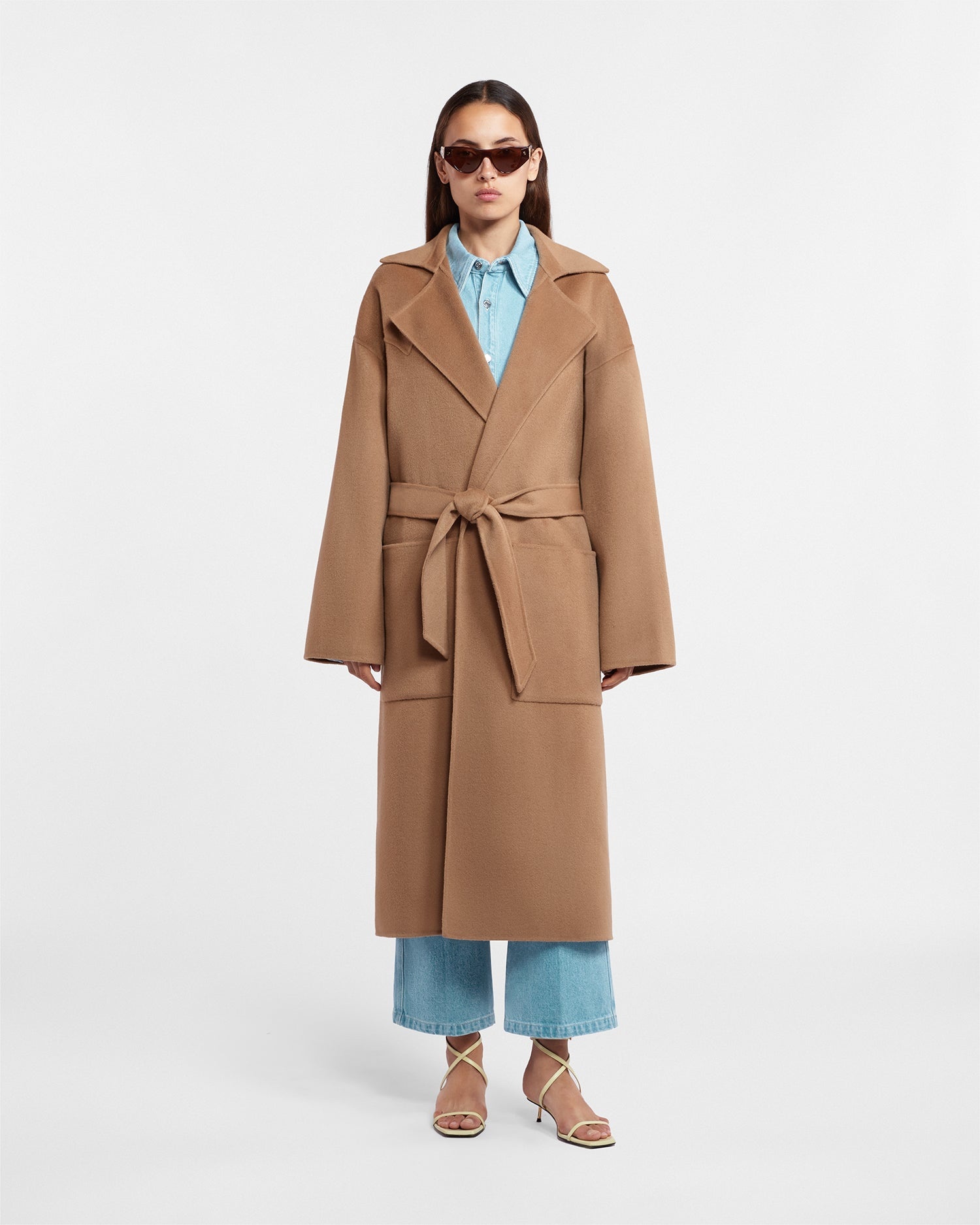 Wool Silk Blend Robe Coat - 1