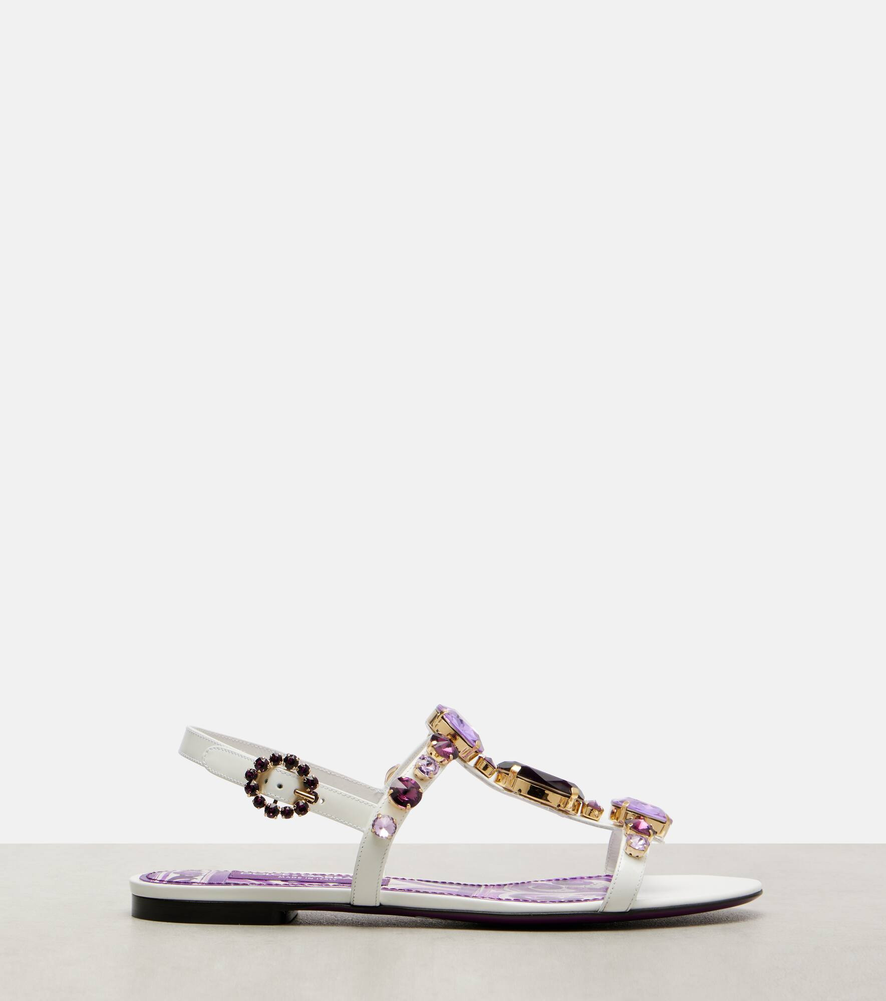Embellished leather slingback sandals - 4