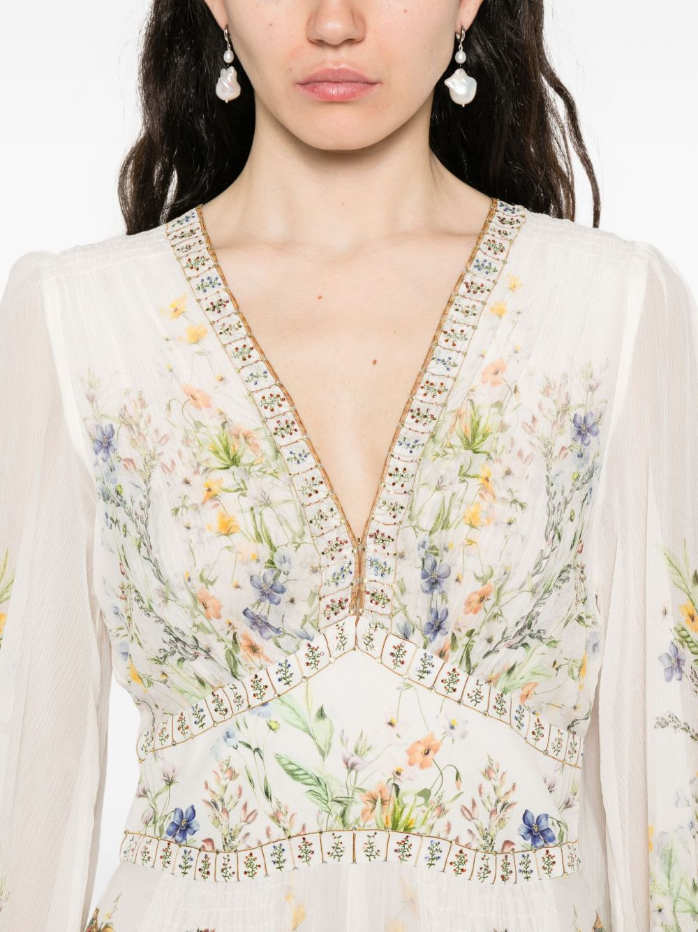 floral-print flared long dress - 5