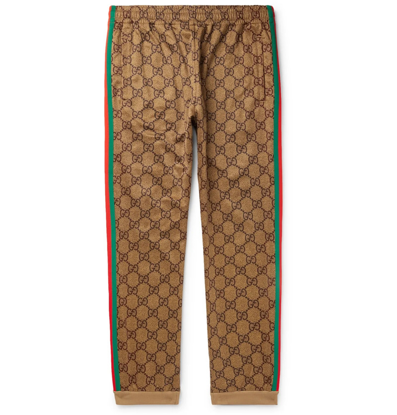 Webbing-Trimmed Logo-Print Jersey Track Pants - 1