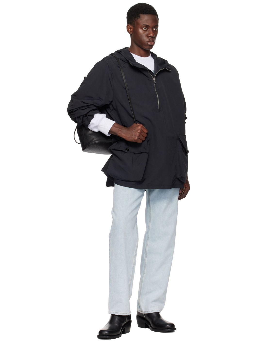 Black Volumed Pocket Jacket - 4
