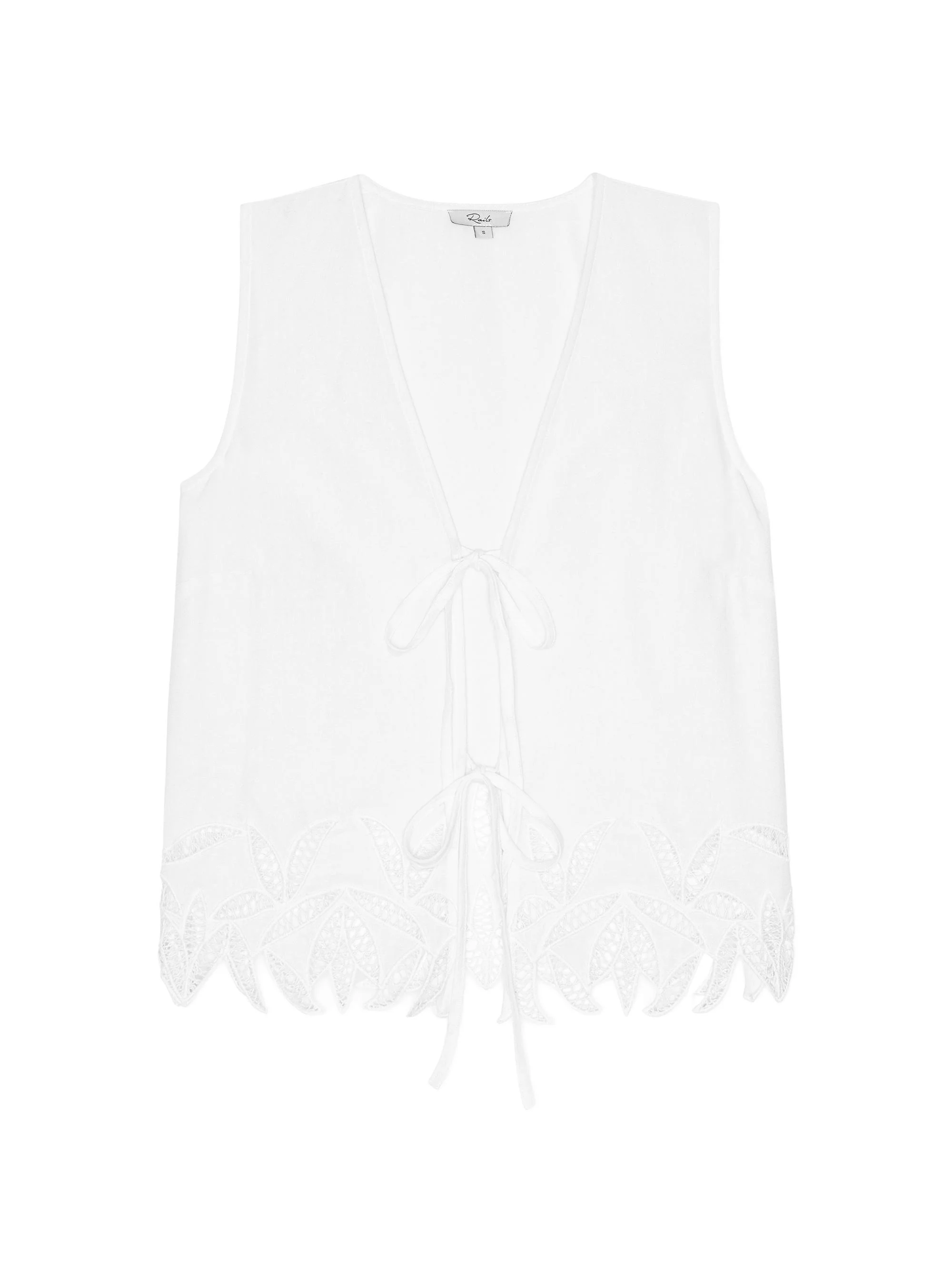 Women's Oregon Lace Tie-Front Top - White Palm Embroidery - 1
