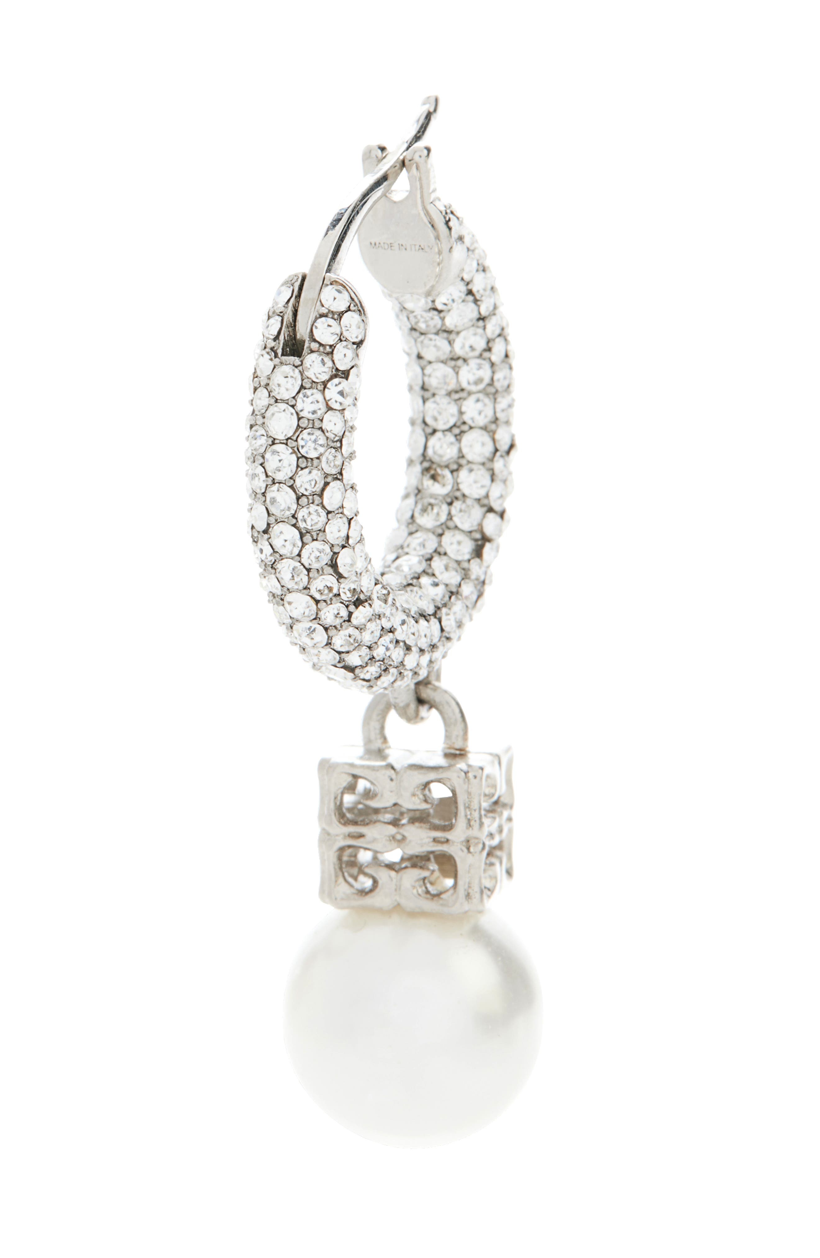 Givenchy Imitation Pearl & Crystal Hoop Earrings in Off White/Silvery at Nordstrom - 7