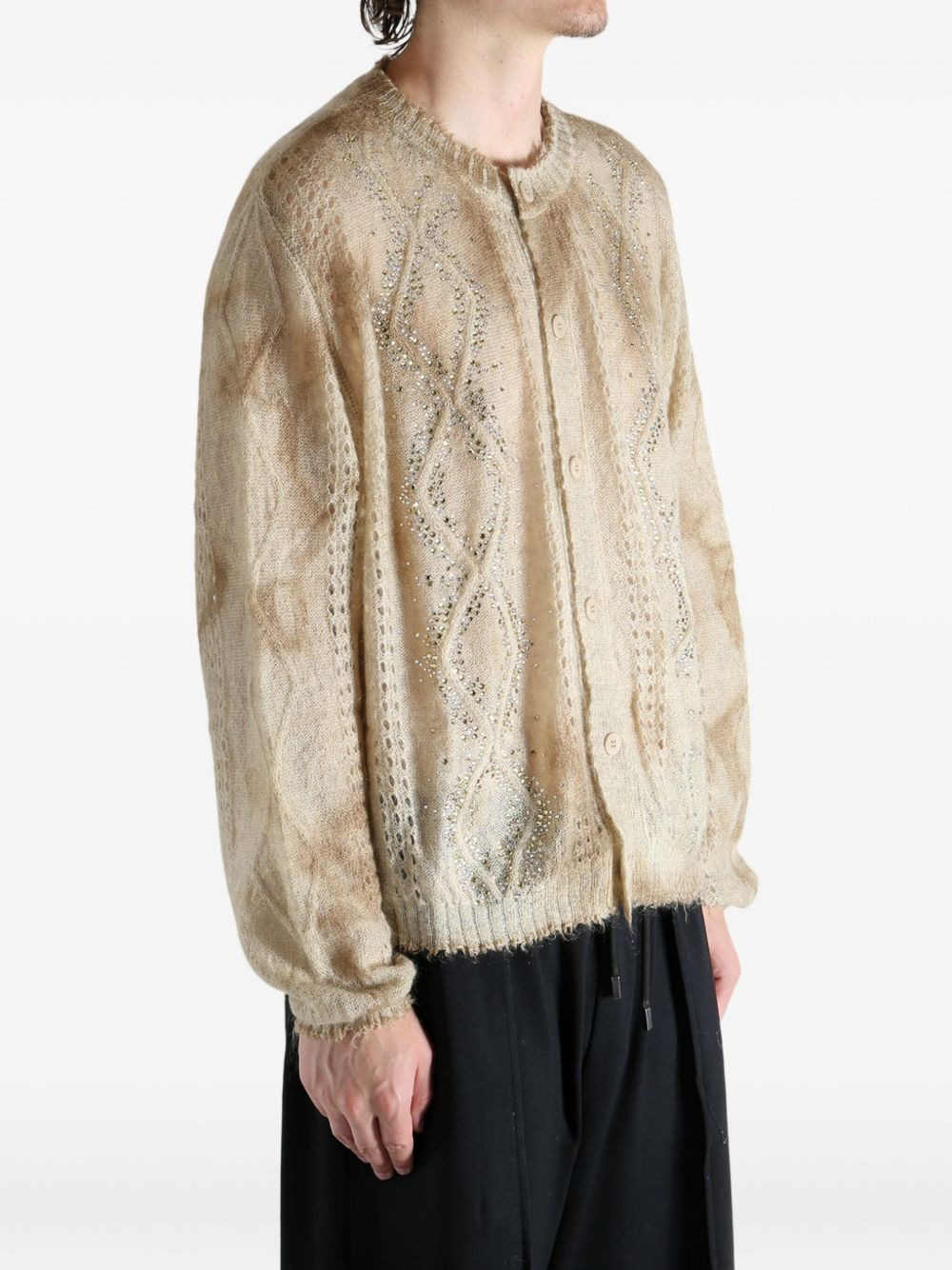 embellished cable-knit cardigan - 3