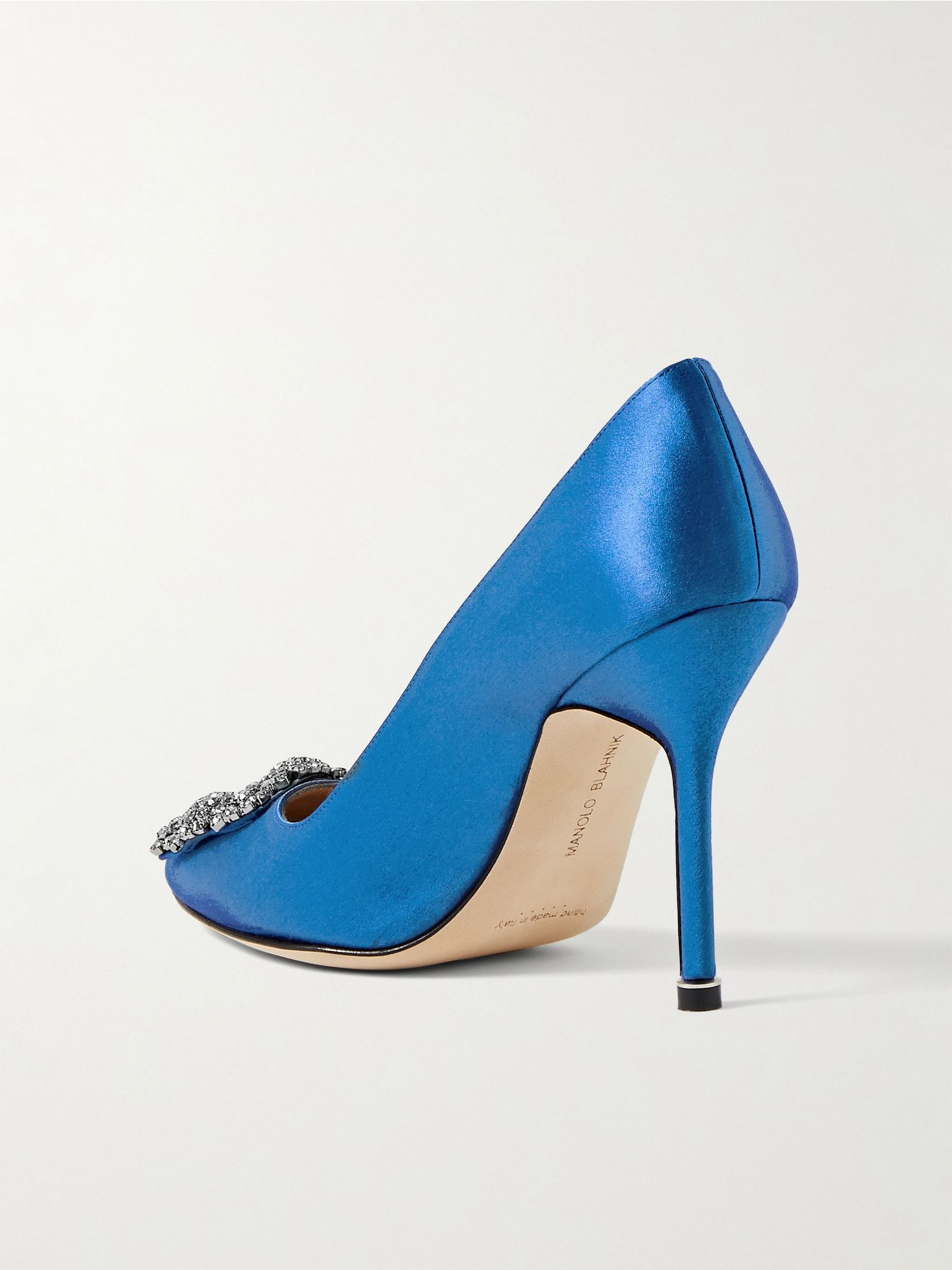 Hangisi 105 crystal-embellished satin pumps Royal blue - 3