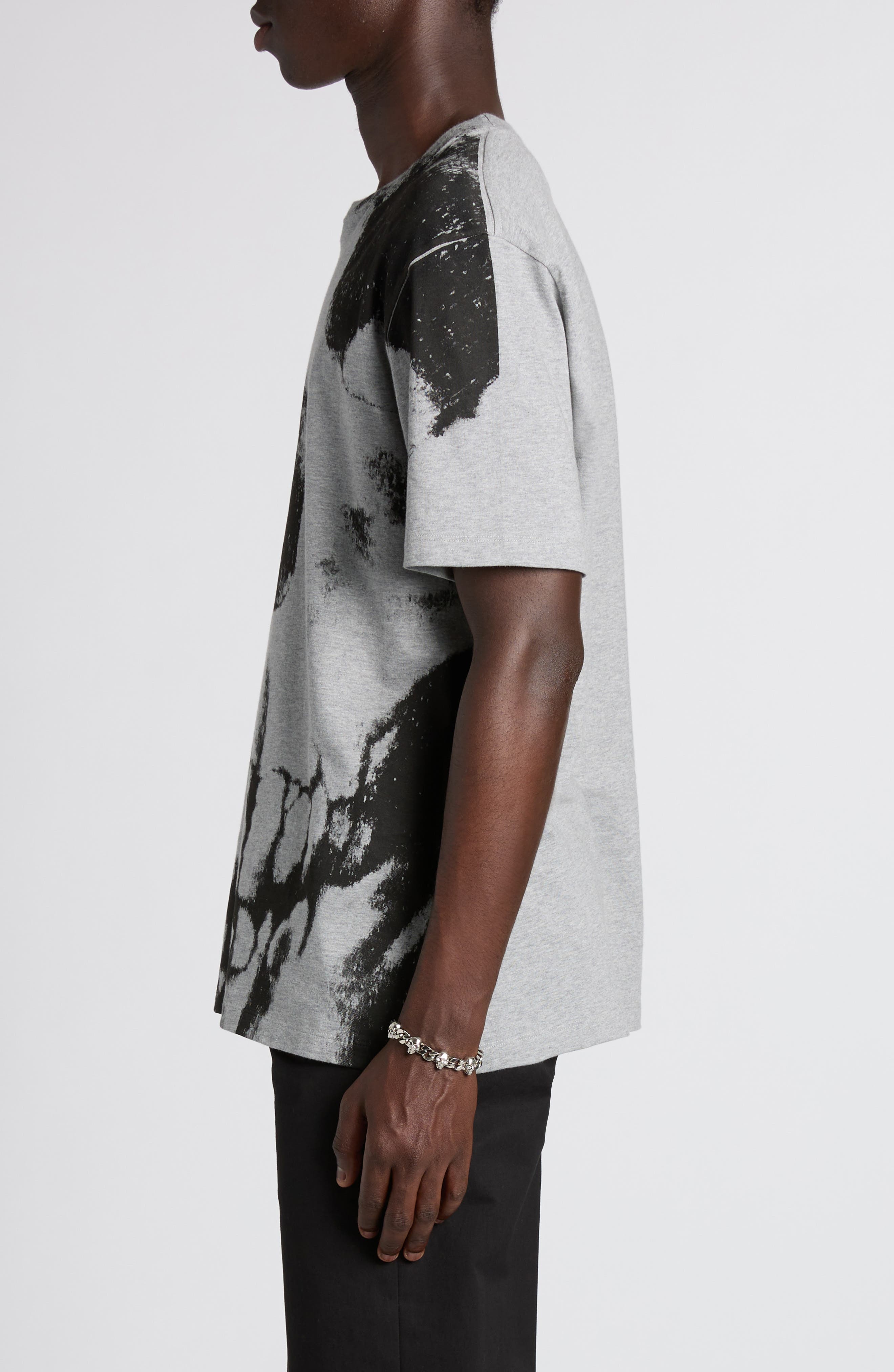 McQueen Skull Print Graphic T-Shirt in Grey/Grey at Nordstrom - 4
