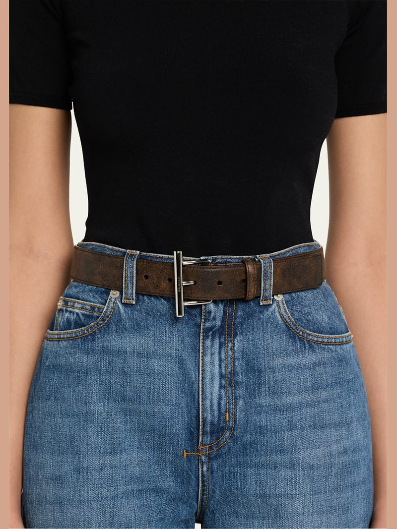 Alexander McQueen T-Bar Skinny Leather Belt outlook