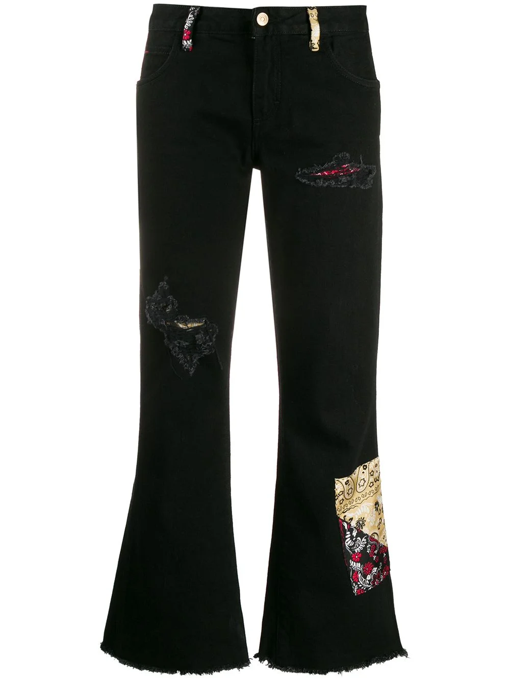 bandana patch ripped jeans - 1