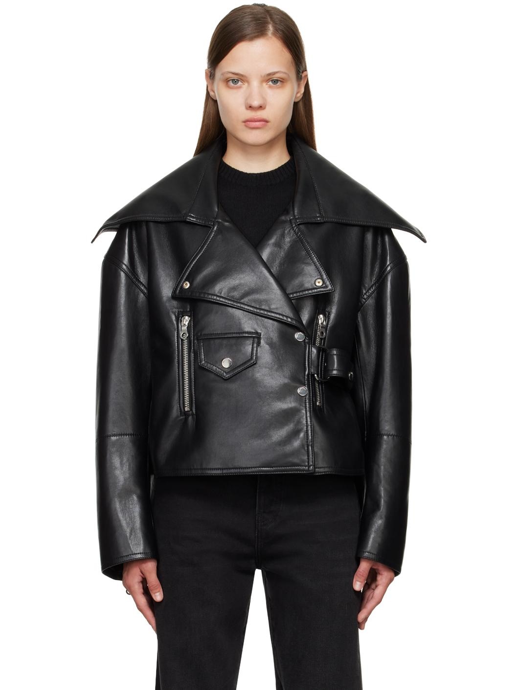 Black Cinch Faux-Leather Jacket - 1