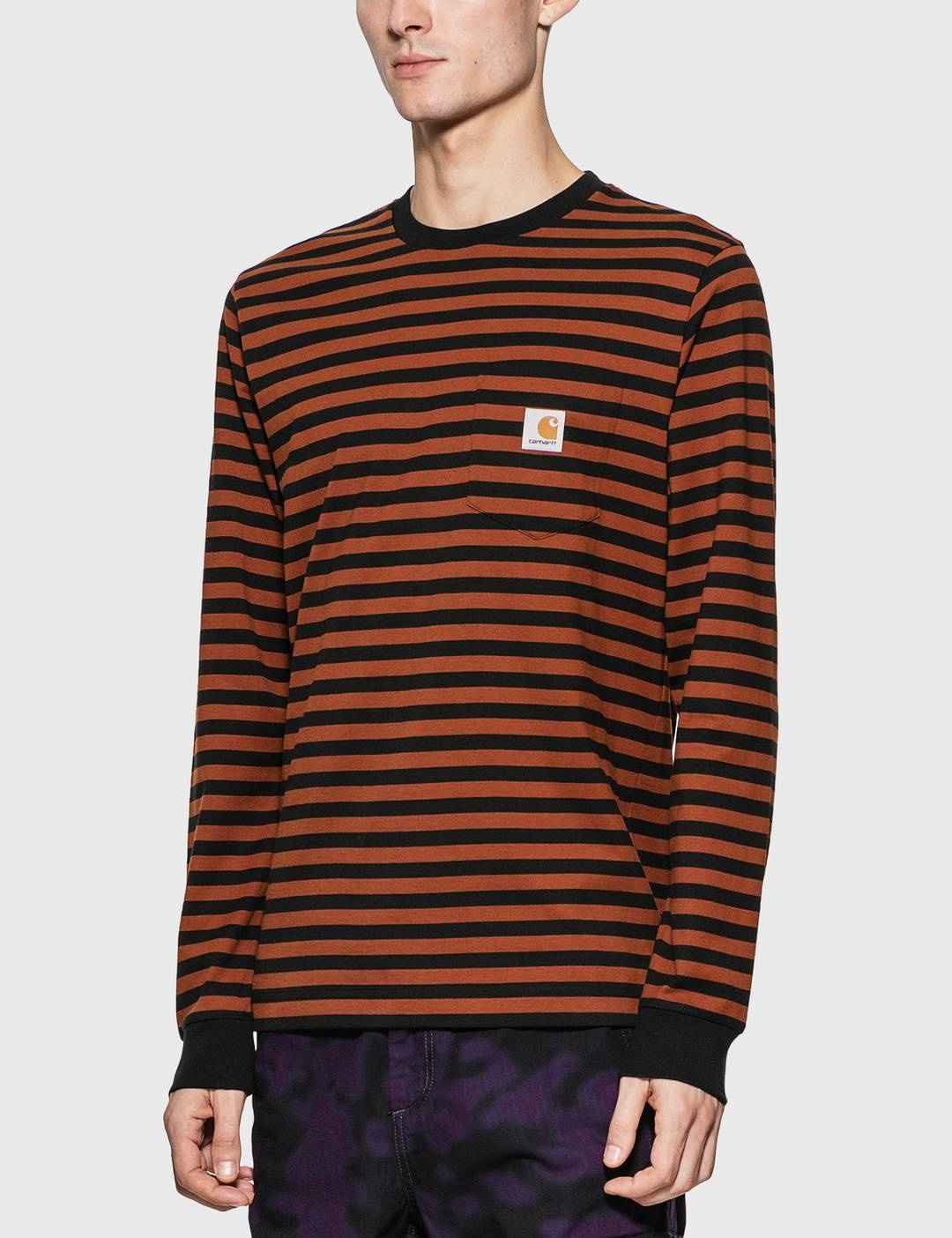 Long Sleeve Parker Stripe Pocket T-Shirt - 2