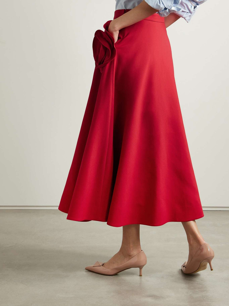 Appliquéd wool and silk-blend crepe midi skirt 3