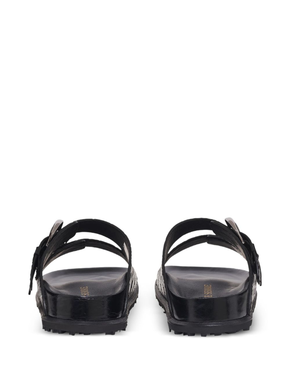 monogram-embossed leather slides - 3
