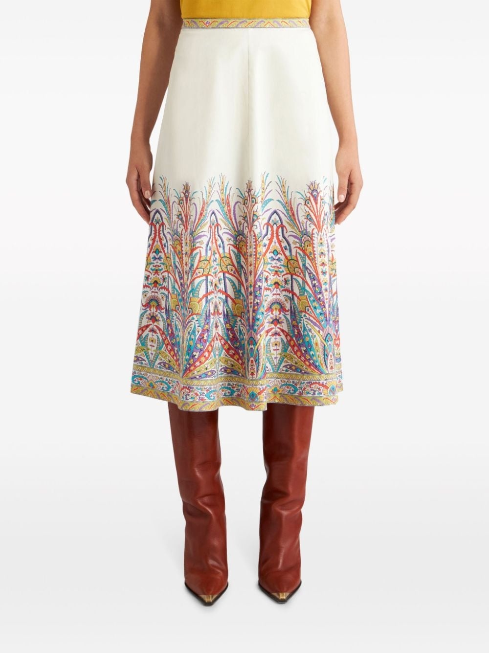 graphic-print cotton-blend midi skirt - 3