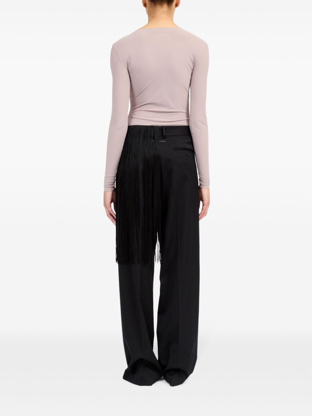 fringe-detailing flared trousers - 4