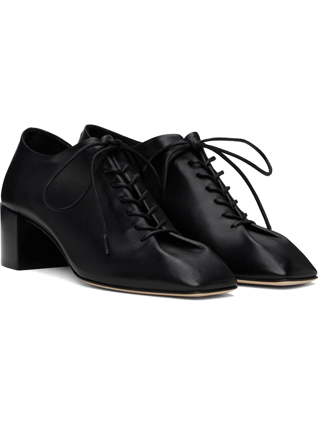 Black Cosima Nappa Leather Heels - 4