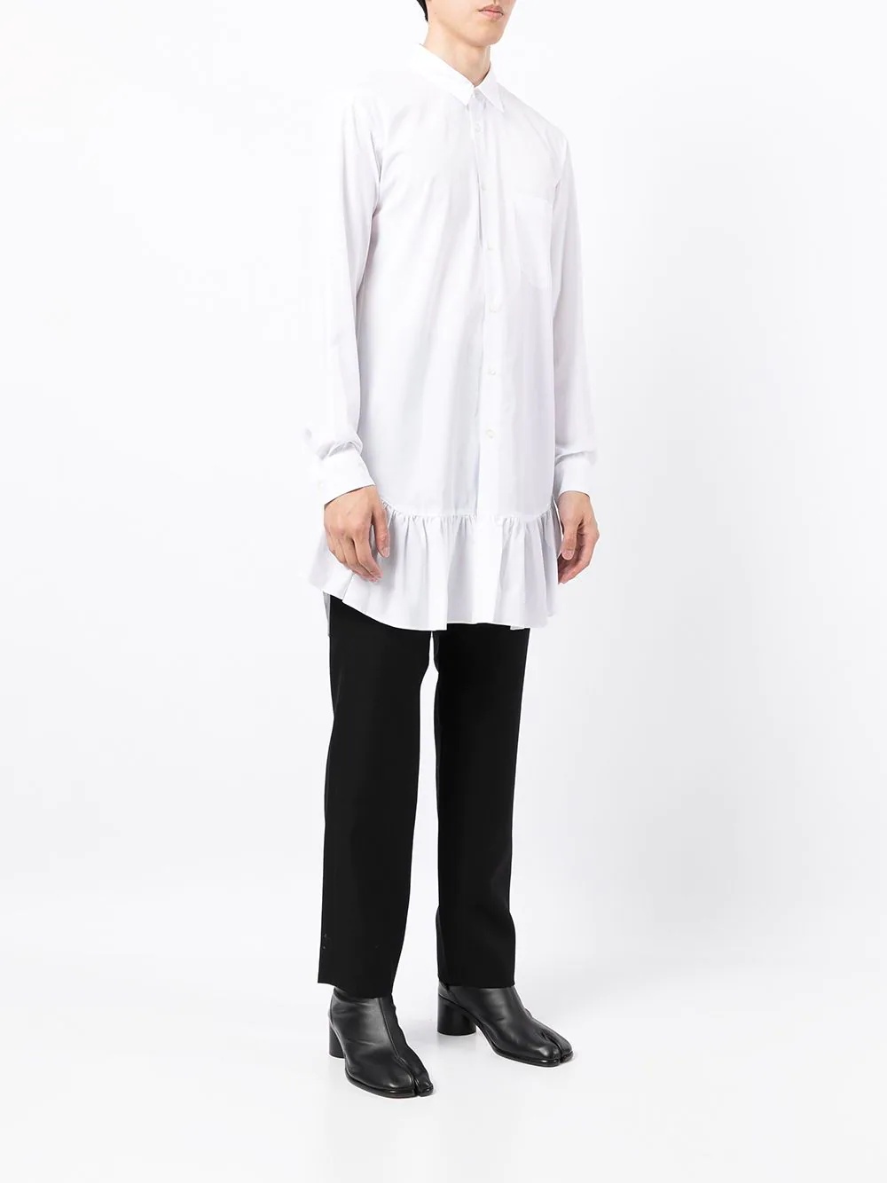 flared-hem button-up shirt - 3