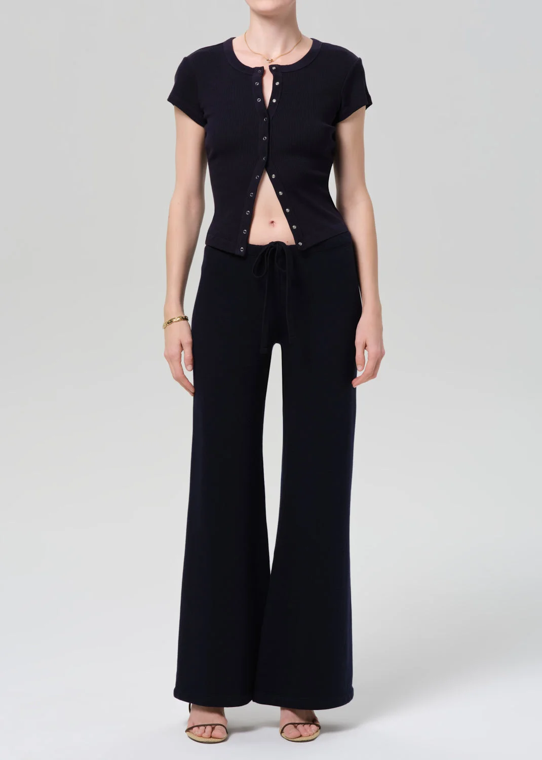 Tabi Short Sleeve Cardigan In Navy - 1