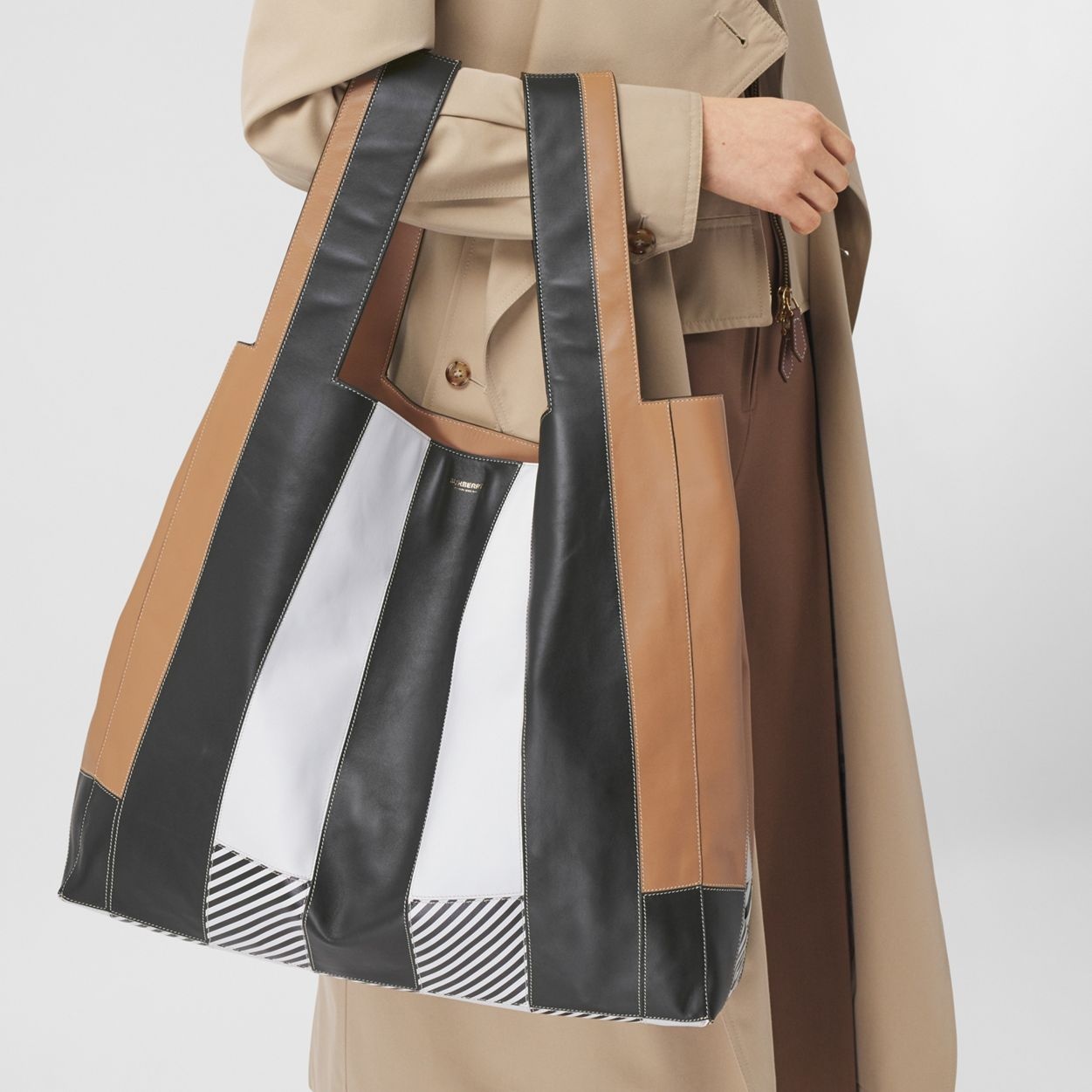 Striped Intarsia Lambskin Tote - 3