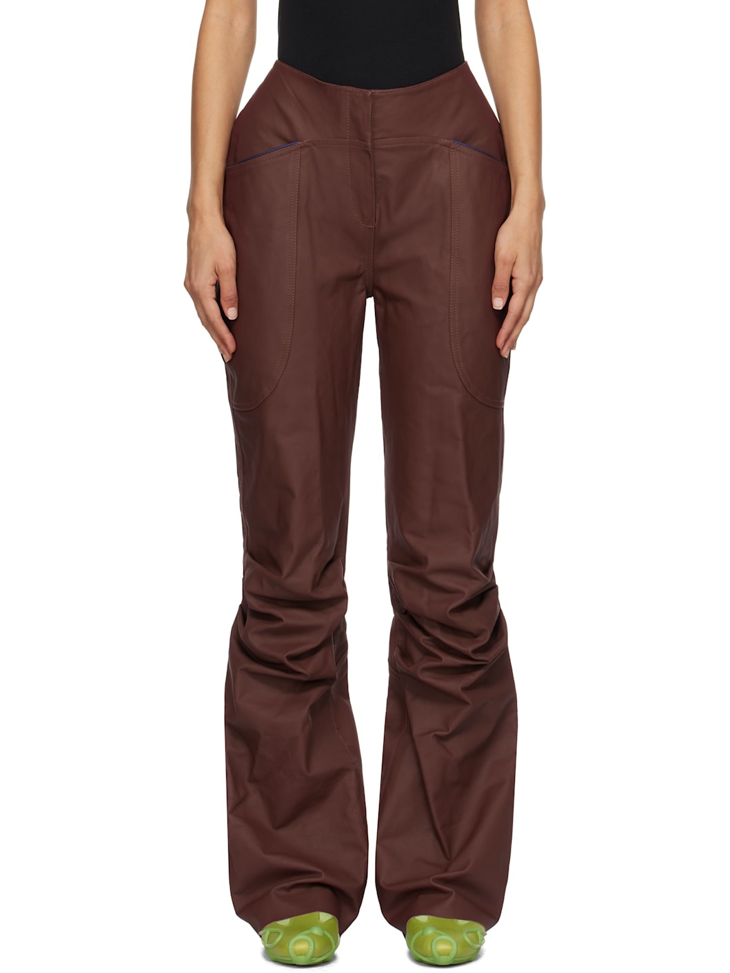 Burgundy Kiko Kostadinov Edition Eero Leather Pants - 1
