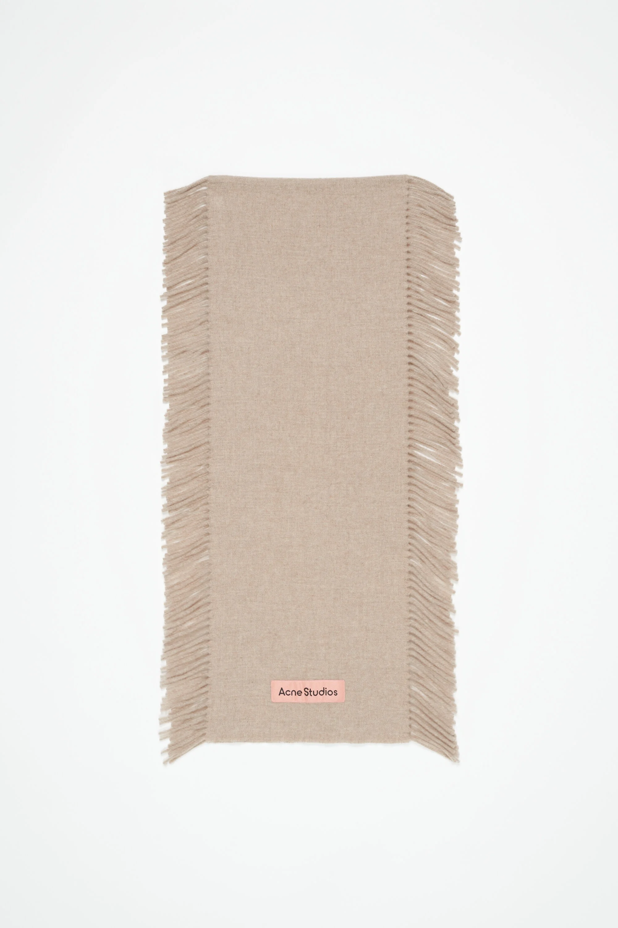 Fringe wool scarf - Oatmeal melange - 1